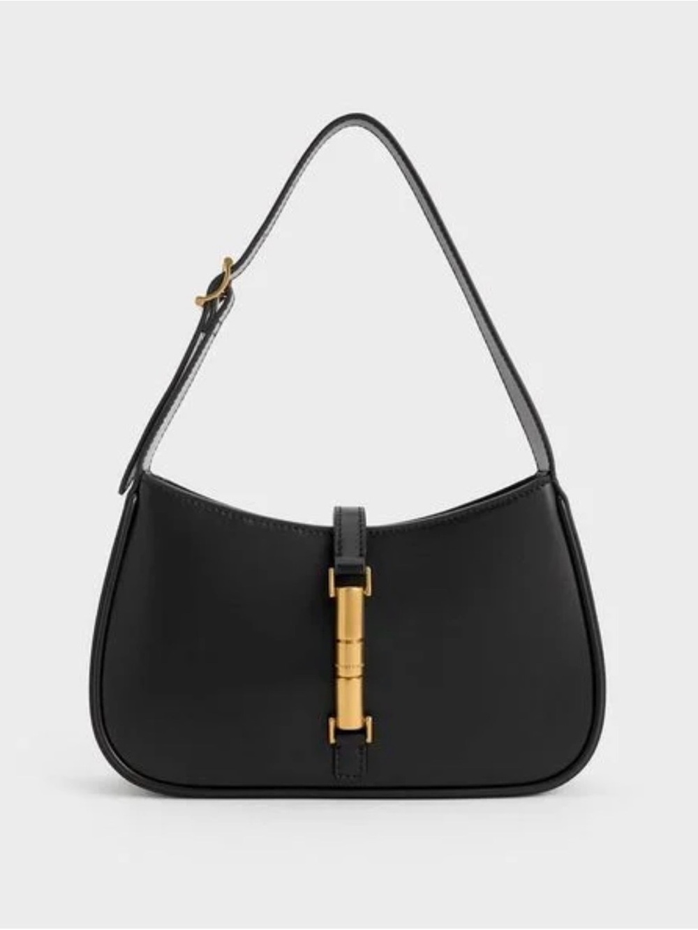 Charles and Keith Women's Black Cesia Metallic-Accent Shoulder Bag